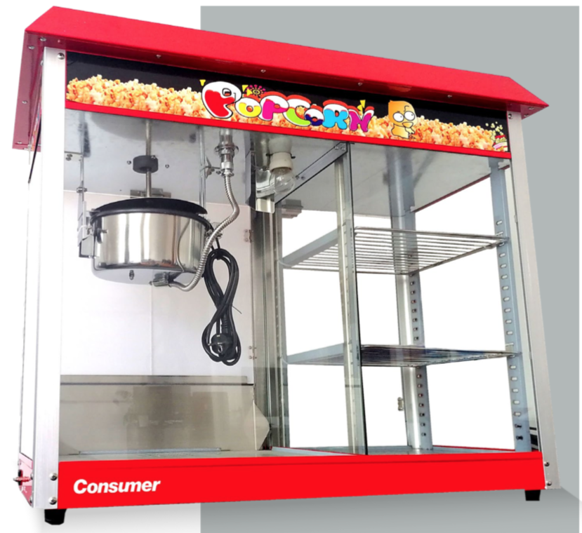 Máquina de pororó eléctrica con exhibidor